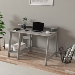 Hanah Home Escritorio de Estudio Gris con Estantes